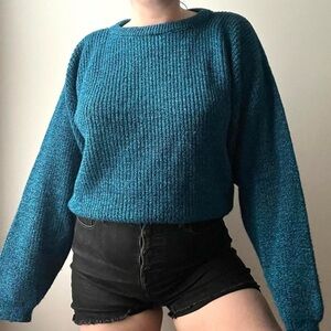 Vintage Le Tigre blue ribbed knit sweater